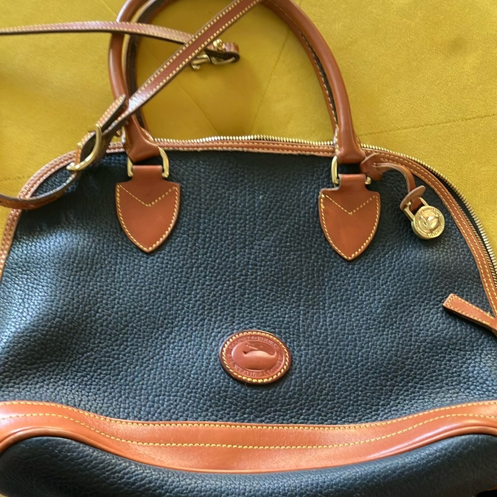 Dooney & Bourke Blue and Tan Zip Zip Shoulder Bag
